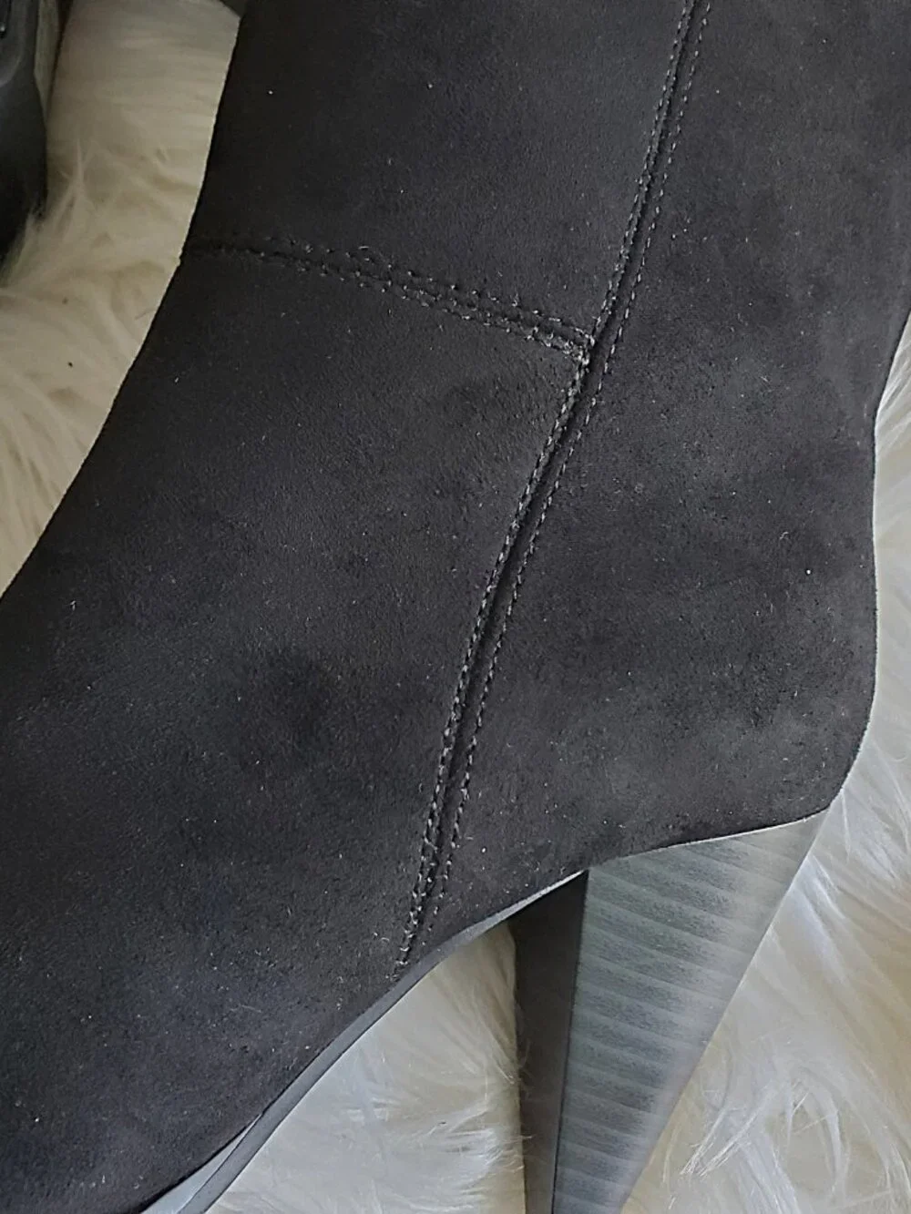 Forever 21 Black Suede Heeled Pull On Mid Calf Boots SZ 6